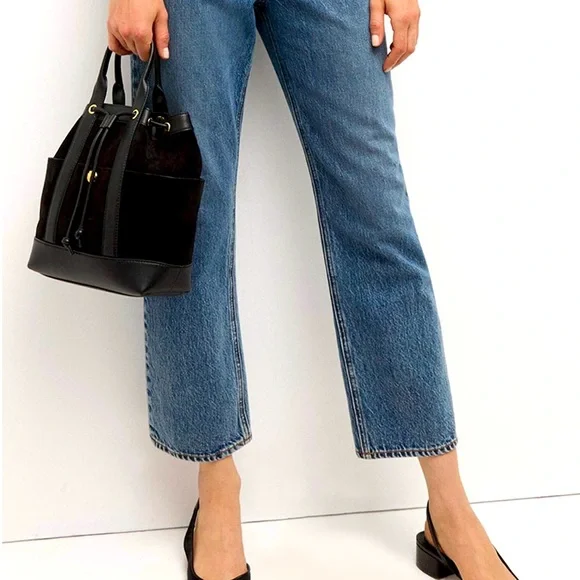 Veronica Beard Goody Suede and Leather Bucket bag Black NWT - Picture 3 of 9